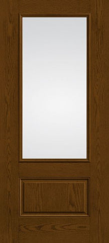 WDMA 32x80 Door (2ft8in by 6ft8in) French Oak Low-E 3/4 Lite 1 Panel Fiberglass Single Exterior Door HVHZ Impact 1