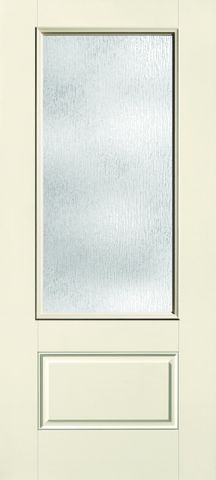 WDMA 32x80 Door (2ft8in by 6ft8in) French Smooth Fiberglass Impact HVHZ Door 3/4 Lite 1 Panel Rainglass 6ft8in 1