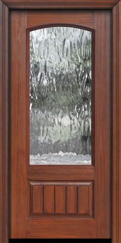WDMA 32x80 Door (2ft8in by 6ft8in) French Cherry IMPACT | 80in 3/4 Arch Lite V-Grooved Panel Privacy Glass Door 1