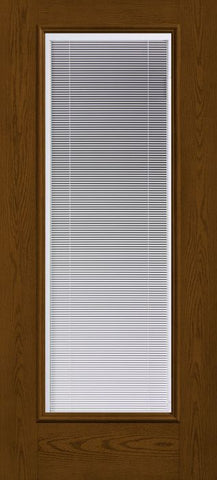 WDMA 32x80 Door (2ft8in by 6ft8in) Patio Oak ODL Raise/Tilt Full Lite W/ Stile Lines Fiberglass Single Exterior Door HVHZ Impact 1