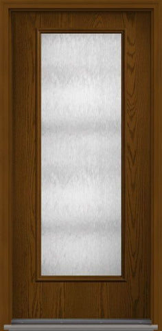 WDMA 32x80 Door (2ft8in by 6ft8in) Patio Oak Chord Full Lite Flush Fiberglass Single Exterior Door HVHZ Impact 1