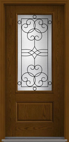WDMA 32x80 Door (2ft8in by 6ft8in) Exterior Oak Salinas 3/4 Lite 1 Panel Fiberglass Single Door HVHZ Impact 1