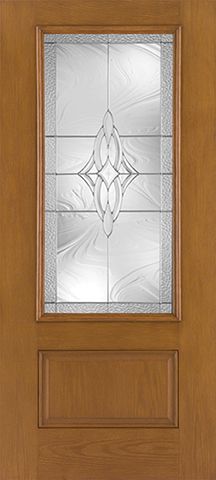 WDMA 32x80 Door (2ft8in by 6ft8in) Exterior Oak Fiberglass Impact Door 3/4 Lite Wellesley 6ft8in 1