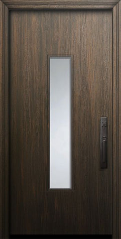 WDMA 32x80 Door (2ft8in by 6ft8in) Exterior Mahogany 80in Malibu Solid Contemporary Door w/Textured Glass 1