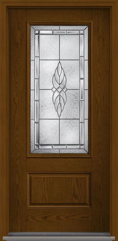 WDMA 32x80 Door (2ft8in by 6ft8in) Exterior Oak Kensington 3/4 Lite 1 Panel Fiberglass Single Door HVHZ Impact 1
