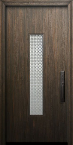 WDMA 32x80 Door (2ft8in by 6ft8in) Exterior Mahogany 80in Malibu Solid Contemporary Door w/Metal Grid 1