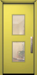WDMA 32x80 Door (2ft8in by 6ft8in) Exterior Smooth 80in Newport Solid Contemporary Door w/Metal Grid 1