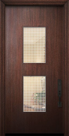 WDMA 32x80 Door (2ft8in by 6ft8in) Exterior Mahogany 80in Newport Solid Contemporary Door w/Metal Grid 1