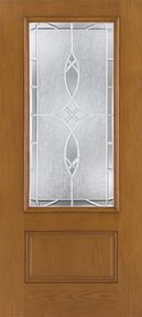 WDMA 32x80 Door (2ft8in by 6ft8in) Exterior Oak Fiberglass Impact Door 3/4 Lite Blackstone 6ft8in 1