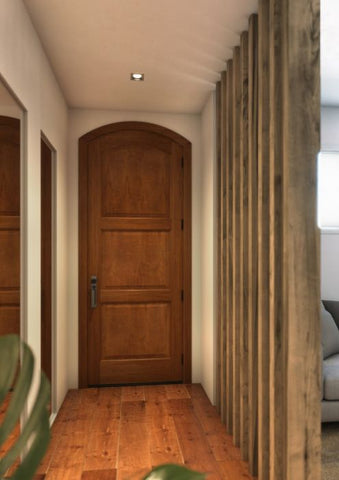 WDMA 32x84 Door (2ft8in by 7ft) Exterior Swing Mahogany 3 Panel Arch Top Solid or Interior Single Door 1