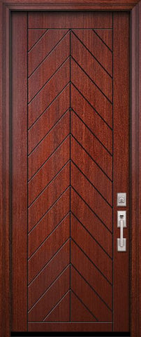 WDMA 32x96 Door (2ft8in by 8ft) Exterior Mahogany IMPACT | 96in Chevron Solid Contemporary Door 1