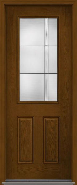 WDMA 32x96 Door (2ft8in by 8ft) Exterior Oak Axis 8ft Half Lite 2 Panel Fiberglass Single Door HVHZ Impact 1