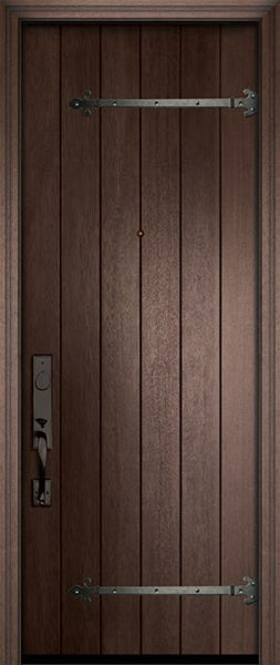 WDMA 32x96 Door (2ft8in by 8ft) Exterior Mahogany IMPACT | 96in Plank Door with Straps 1