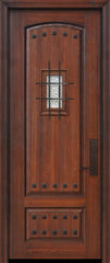 WDMA 32x96 Door (2ft8in by 8ft) Exterior Cherry IMPACT | 96in 2 Panel Arch or Knotty Alder Door with Speakeasy / Clavos 1