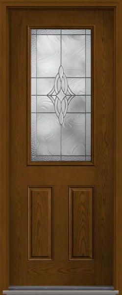 WDMA 32x96 Door (2ft8in by 8ft) Exterior Oak Wellesley 8ft Half Lite 2 Panel Fiberglass Single Door HVHZ Impact 1
