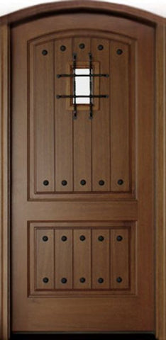 WDMA 34x78 Door (2ft10in by 6ft6in) Exterior Mahogany Decatur Hendersonville Impact Single Door/Arch Top w Speakeasy 1