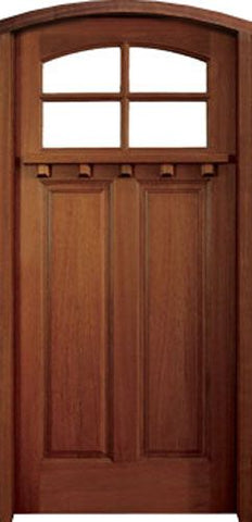 WDMA 34x78 Door (2ft10in by 6ft6in) Exterior Mahogany Craftman Lakewood SDL 4 Lite Impact Single Door/Arch Top 1
