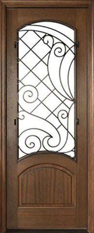 WDMA 34x78 Door (2ft10in by 6ft6in) Exterior Mahogany Aberdeen Impact Single Door w Iron #1 Right 1
