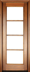 WDMA 34x78 Door (2ft10in by 6ft6in) French Mahogany Full View SDL 4 Lite Horizontal Bars Impact Single Door 1-3/4 Thick 1