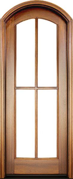 WDMA 34x78 Door (2ft10in by 6ft6in) Patio Mahogany Full View SDL 4 Lite Cross Bars Impact Single Door/Arch Top 1-3/4 Thick 1