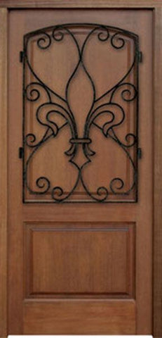 WDMA 34x78 Door (2ft10in by 6ft6in) Exterior Mahogany Metaire Hendersonville Solid Panel Single Door 1