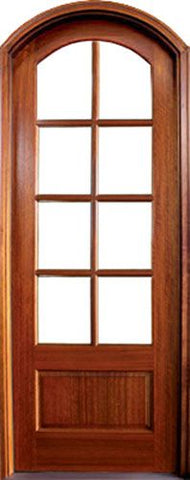 WDMA 34x78 Door (2ft10in by 6ft6in) French Mahogany Tiffany SDL 8 Lite Impact Single Door/Arch Top 1-3/4 Thick 1