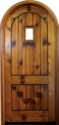 WDMA 34x78 Door (2ft10in by 6ft6in) Exterior Knotty Alder Devon Single/Round Top 1-3/4 Thick Door 1