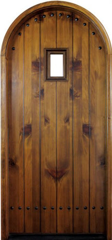 WDMA 34x78 Door (2ft10in by 6ft6in) Exterior Knotty Alder Cornwall Single/Round Top 1-3/4 Thick Door 1