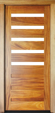 WDMA 34x78 Door (2ft10in by 6ft6in) Exterior Mahogany Milan 5 Lite over 3 Panel Single Door 1