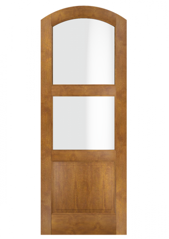 WDMA 34x78 Door (2ft10in by 6ft6in) Exterior Swing Mahogany 2 Lite Arch Top 1 Panel or Interior Single Door 2
