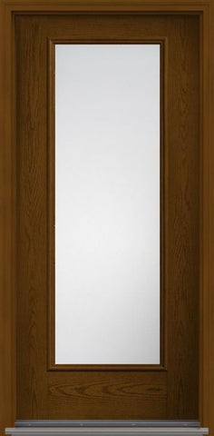 WDMA 34x80 Door (2ft10in by 6ft8in) Patio Oak Low-E Full Lite W/ Stile Lines Fiberglass Single Exterior Door 1