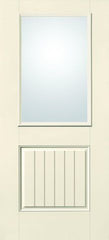 WDMA 34x80 Door (2ft10in by 6ft8in) Exterior Smooth Fiberglass Impact Door 1/2 Lite 1 Panel Plank Clear 6ft8in 1