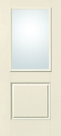 WDMA 34x80 Door (2ft10in by 6ft8in) Exterior Smooth Fiberglass Impact Door 1/2 Lite 1 Panel Clear Low-E 6ft8in 1