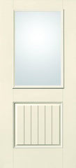 WDMA 34x80 Door (2ft10in by 6ft8in) Exterior Smooth Fiberglass Impact Door 1/2 Lite 1 Panel Plank Clear Low-E 6ft8in 1