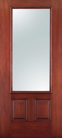 WDMA 34x80 Door (2ft10in by 6ft8in) French Mahogany Fiberglass Impact Door 3/4 Lite 2 Panel Clear Low-E 6ft8in 1