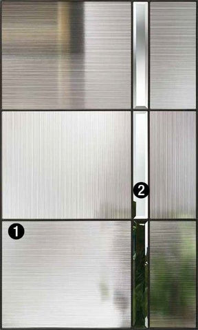 WDMA 34x80 Door (2ft10in by 6ft8in) Exterior Oak Axis Half Lite 2 Panel Fiberglass Single Door 2