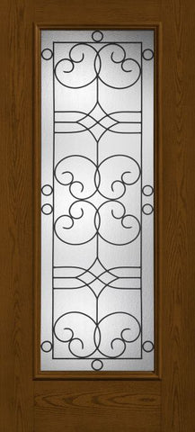 WDMA 34x80 Door (2ft10in by 6ft8in) Exterior Oak Salinas Full Lite W/ Stile Lines Fiberglass Single Door 1