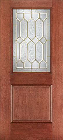WDMA 34x80 Door (2ft10in by 6ft8in) Exterior Mahogany Fiberglass Impact Door 1/2 Lite 1 Panel Crystalline 6ft8in 1