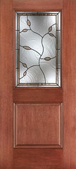 WDMA 34x80 Door (2ft10in by 6ft8in) Exterior Mahogany Fiberglass Impact Door 1/2 Lite 1 Panel Avonlea 6ft8in 1