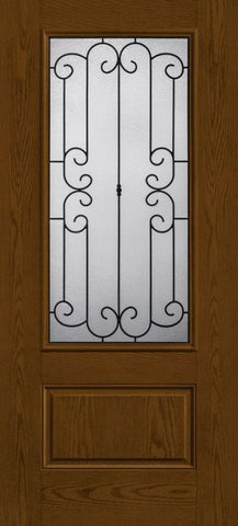 WDMA 34x80 Door (2ft10in by 6ft8in) Exterior Oak Riserva 3/4 Lite 1 Panel Fiberglass Single Door 1