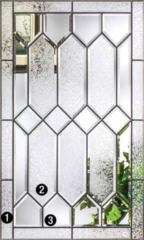 WDMA 34x96 Door (2ft10in by 8ft) Exterior Oak Crystalline 8ft 3/4 Lite 1 Panel Fiberglass Single Door 2