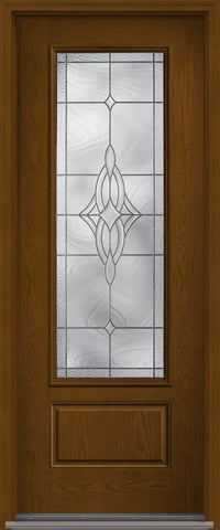 WDMA 34x96 Door (2ft10in by 8ft) Exterior Oak Wellesley 8ft 3/4 Lite 1 Panel Fiberglass Single Door 1