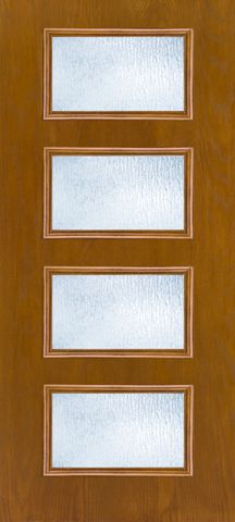 WDMA 34x96 Door (2ft10in by 8ft) Exterior Oak Fiberglass Door 8ft Ari 4-Lite Rainglass 1