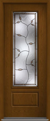 WDMA 34x96 Door (2ft10in by 8ft) Exterior Oak Avonlea 8ft 3/4 Lite 1 Panel Fiberglass Single Door 1
