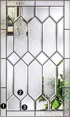 WDMA 34x96 Door (2ft10in by 8ft) Exterior Oak Crystalline 8ft Half Lite 2 Panel Fiberglass Single Door 2