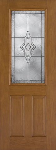 WDMA 34x96 Door (2ft10in by 8ft) Exterior Oak Fiberglass Impact Door 8ft 1/2 Lite Wellesley 1