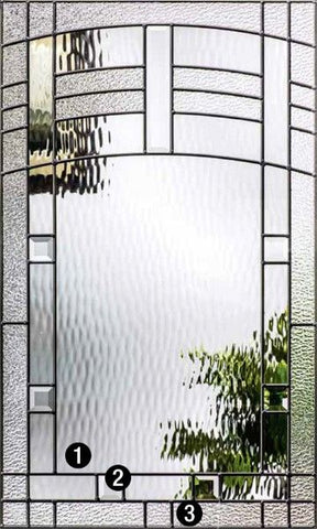 WDMA 34x96 Door (2ft10in by 8ft) Exterior Oak Maple Park 8ft Center Lite 3 Panel Fiberglass Single Door HVHZ Impact 2