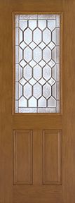 WDMA 34x96 Door (2ft10in by 8ft) Exterior Oak Fiberglass Impact Door 8ft 1/2 Lite Crystalline 1