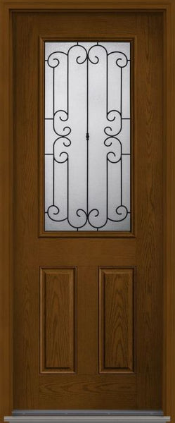 WDMA 34x96 Door (2ft10in by 8ft) Exterior Oak Riserva 8ft Half Lite 2 Panel Fiberglass Single Door 1