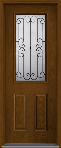 WDMA 34x96 Door (2ft10in by 8ft) Exterior Oak Riserva 8ft Half Lite 2 Panel Fiberglass Single Door 1